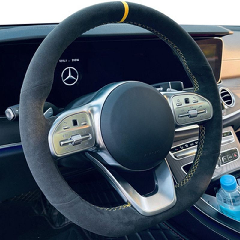 Car Steering Wheel Cover Anti Slip Breathable - Kaymaz Siyah Süet Örgü Araba direksiyon
